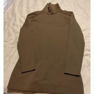 Vintage Act III Sweater Dress Womens Large Brown Ribbed Turtleneck Zip Back 70s